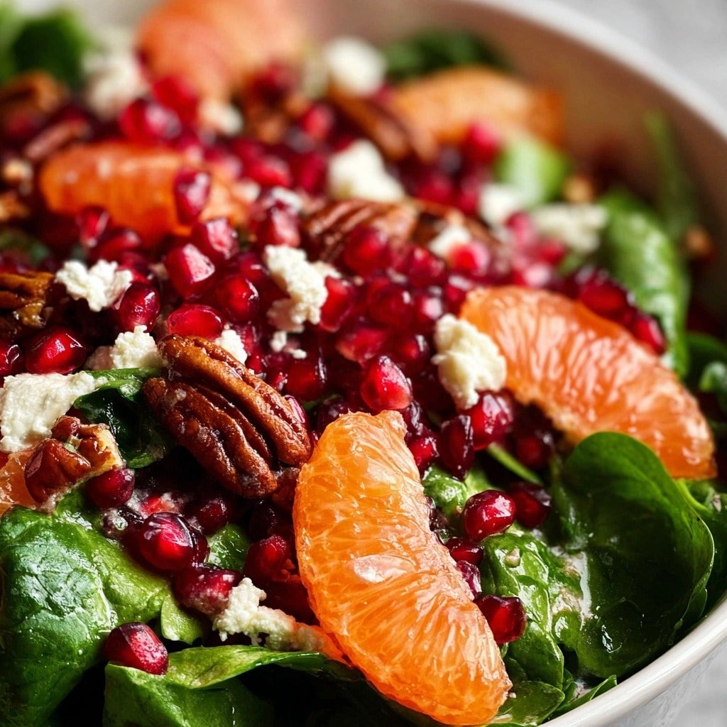 Pomegranate Salad with Spinach, Kale, Honey Walnuts & Pomegranate Dressing Recipe - Recipe Image