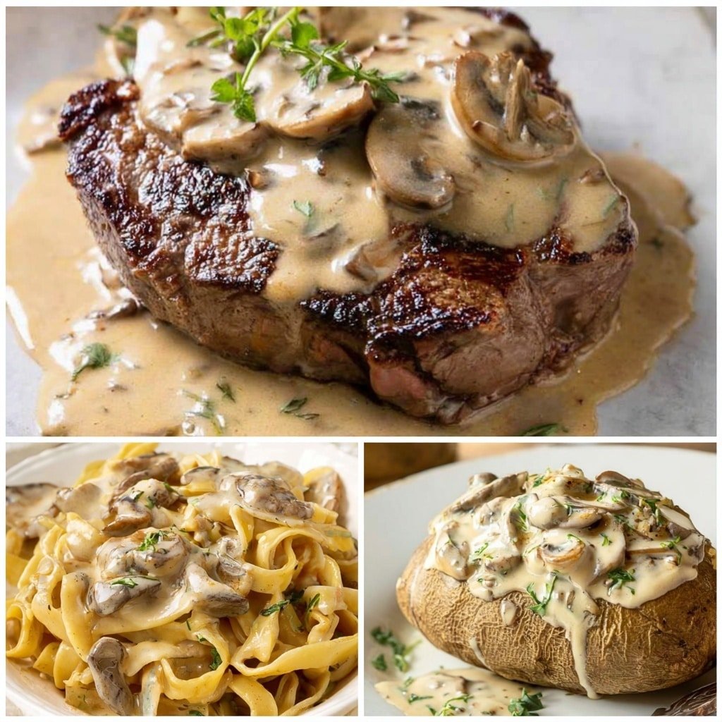 Creamy Mushroom Sauce with White Wine, Parmesan, and Thyme Recipe